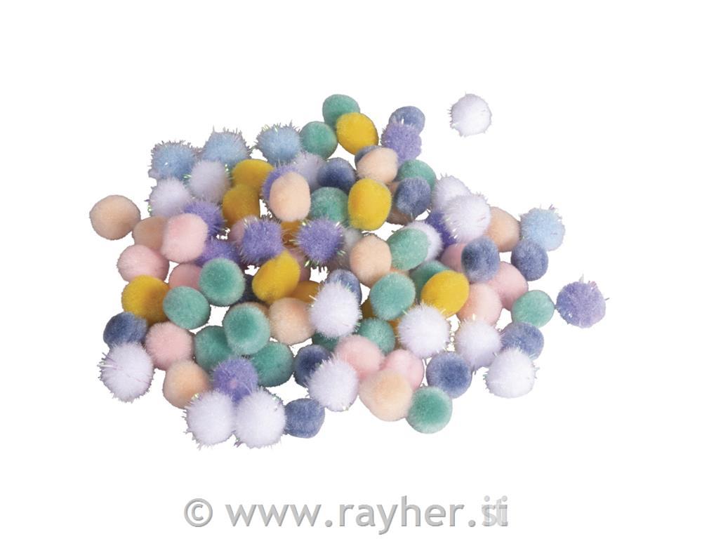 Pompom mix, 10mm o, pastel, colour-assor