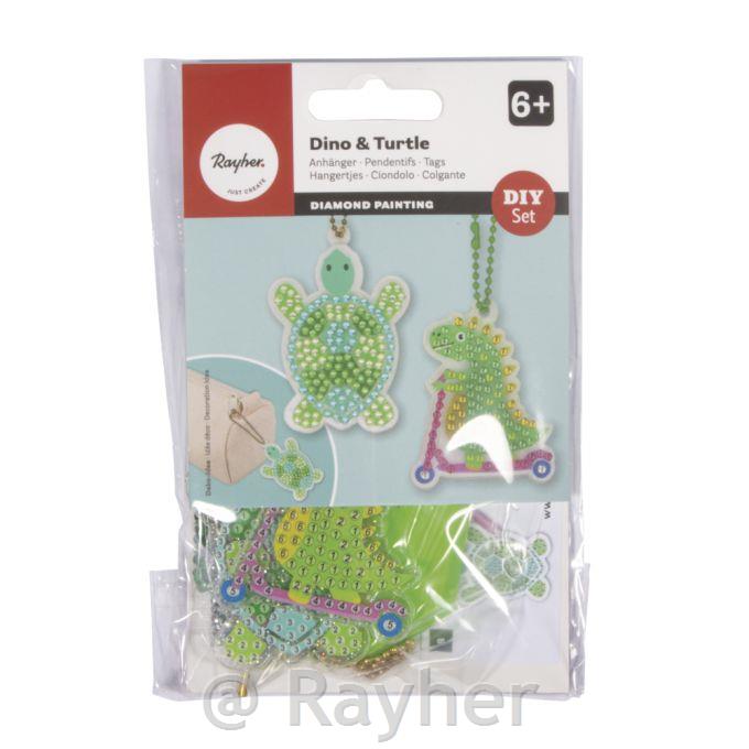 Ustvarjalni set Diamantni mozaik obesek Dinozaver in želva