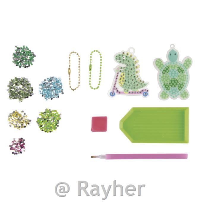 Ustvarjalni set Diamantni mozaik obesek Dinozaver in želva