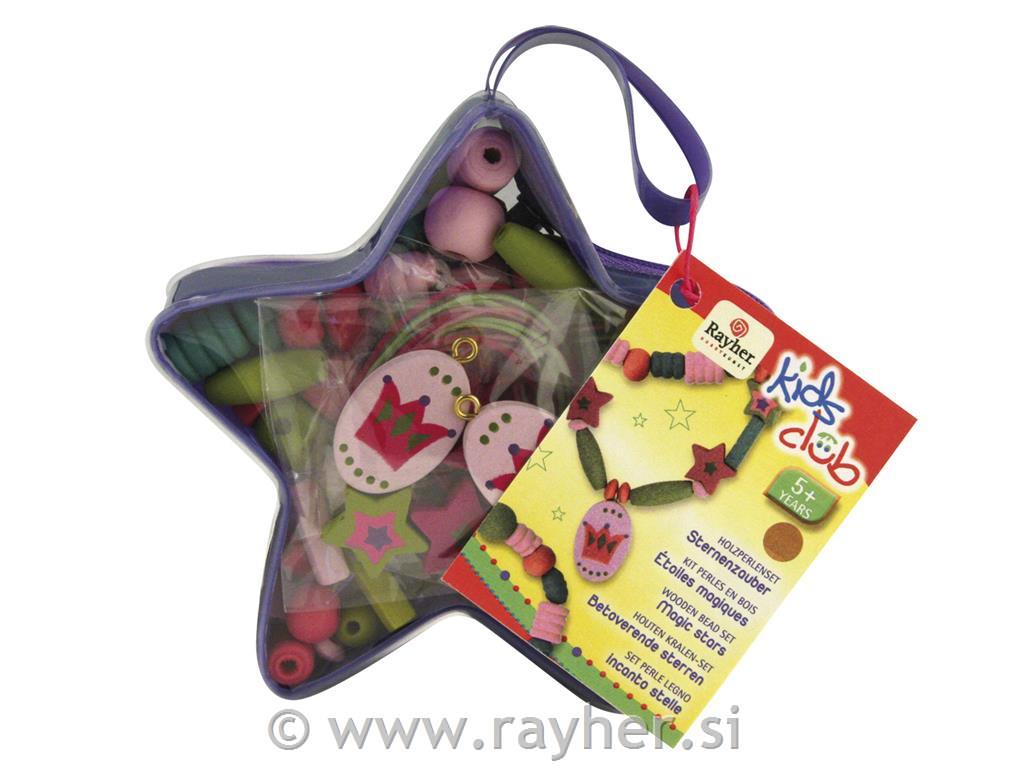 Set lesenih perl - Magic stars, 0,8x2,5 cm, 80gr./caa.200 ko