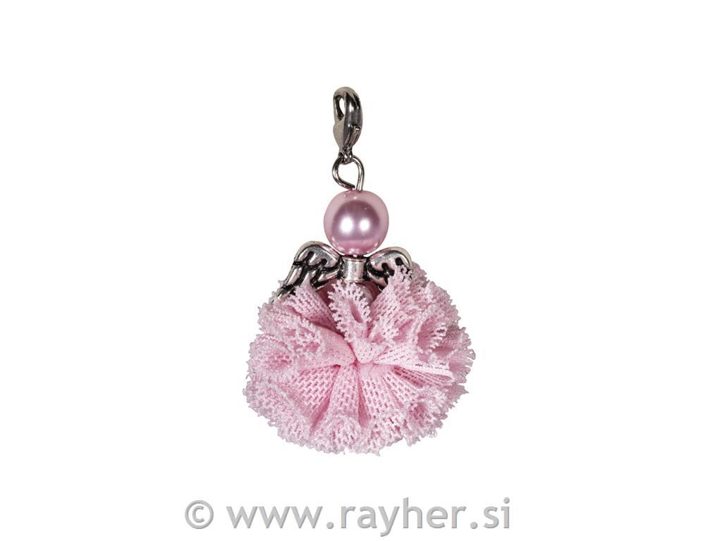 CK: tag Soft Tulle pompom Angel2.5x2.5x5cm, tab-box 4pcspale-pink