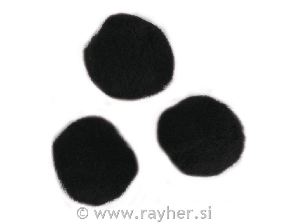 Pompons, black, 7 mm, tab-bag 70 pcs.