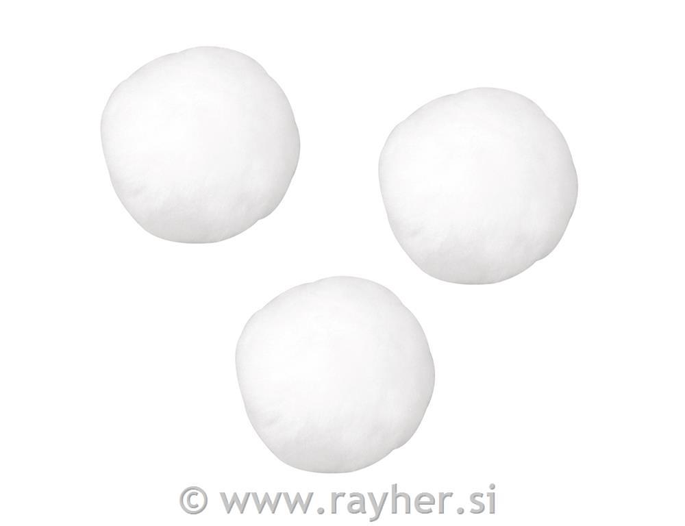 Pompons, white, 7 mm, tab-bag 70 pcs.