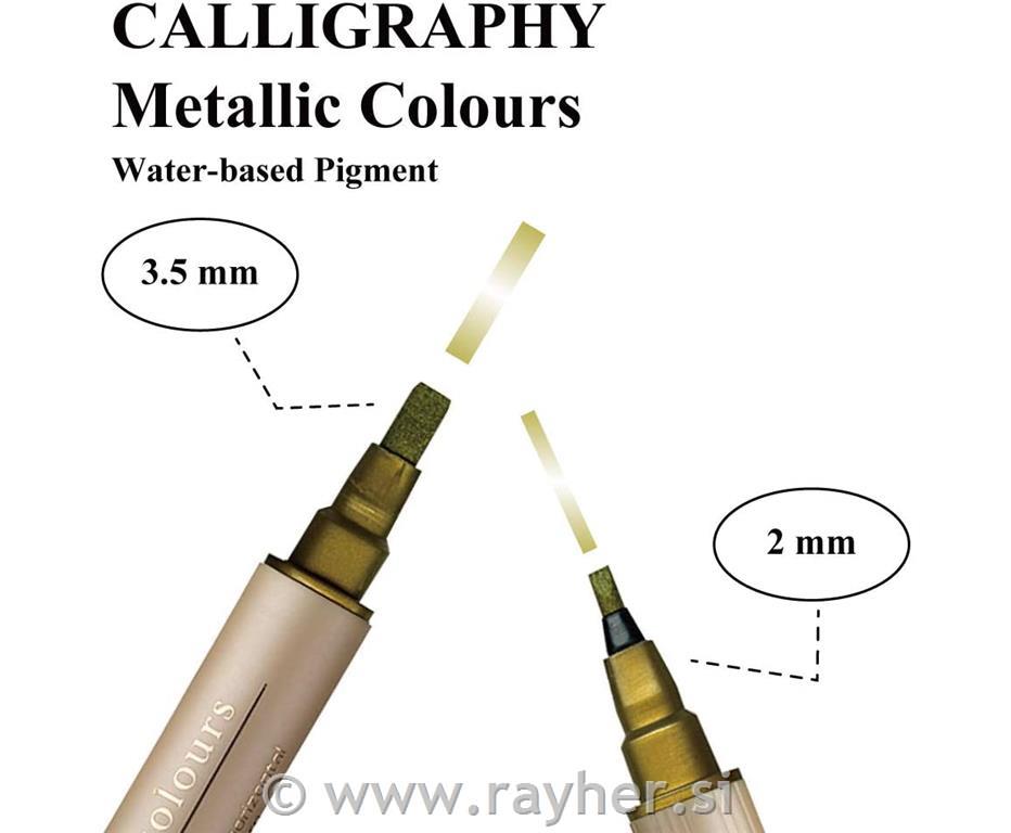 Flomaster za kaligrafijo , zlat, 2+3,5 mm, 1 kom.