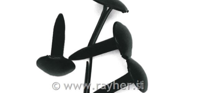 Brads "round", black, 4+8 mm, blister bo
