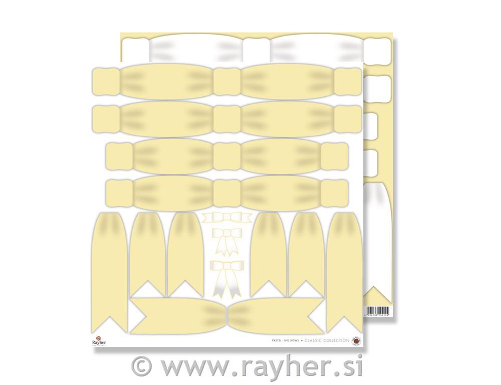 Scrapbooking papir: Velike pentlje, pastelne, 30,5x30,5 cm,