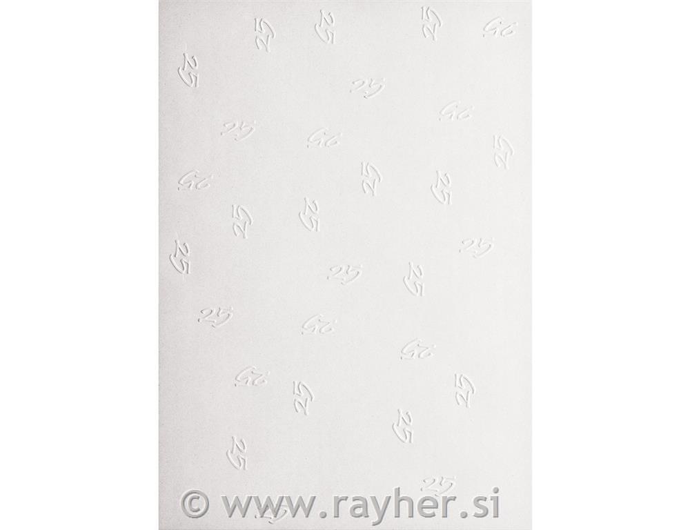 Vizitka A4: "25", bela, 210x297 mm, izbočena, 240g