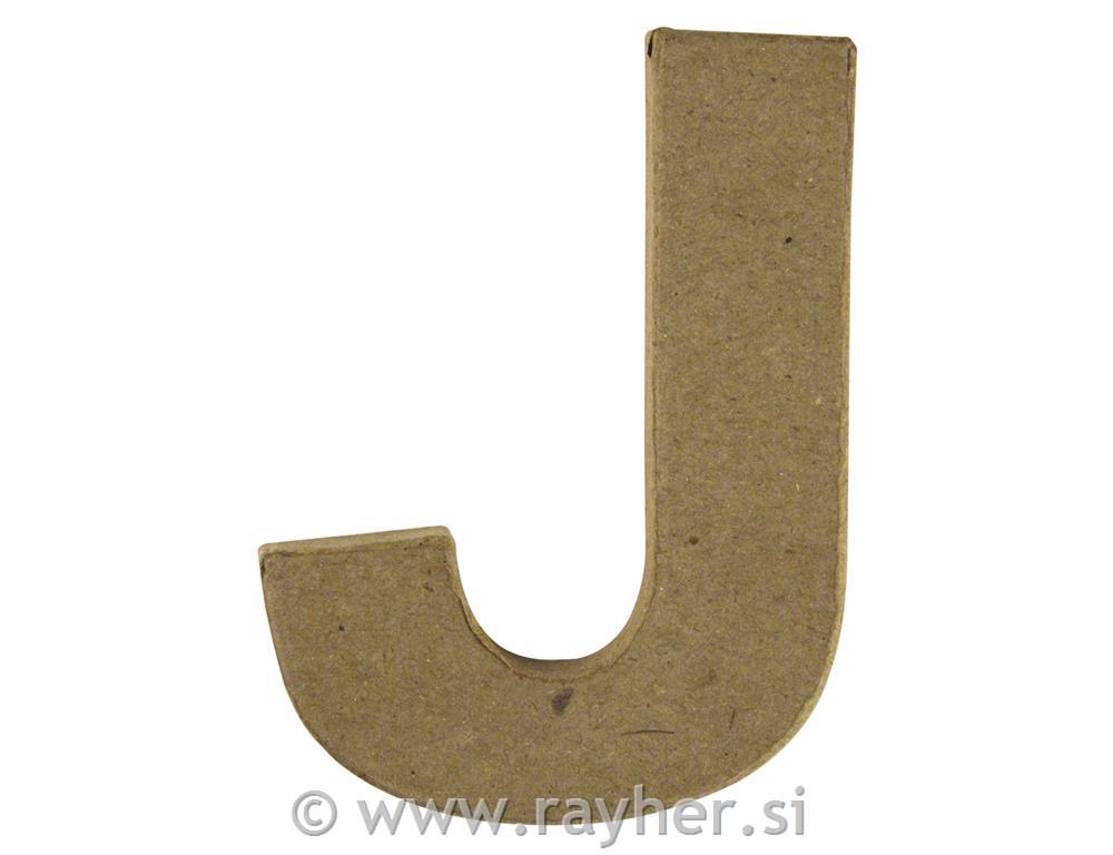 Črka iz papirne mase, J, višina 10 cm debelina 1 cm