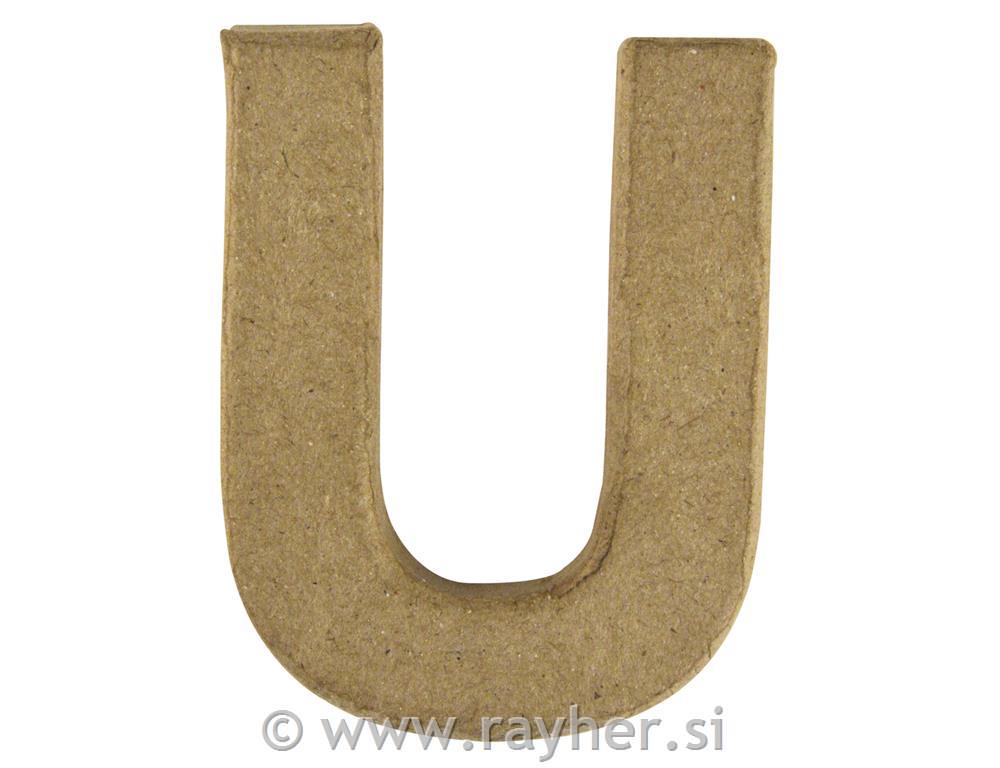 Črka iz papirne mase, U, višina 10 cm debelina 1 cm