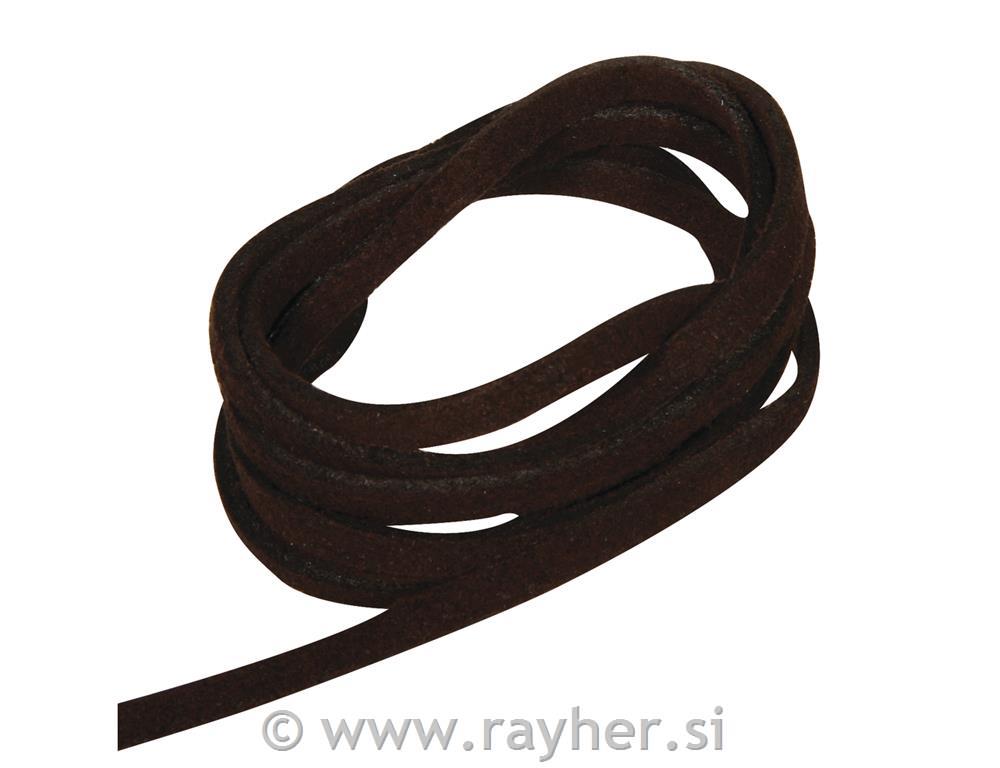 Vrvica iz žameta, 3 mm, temno rjava, 1 kom., dolžina 2,5 m