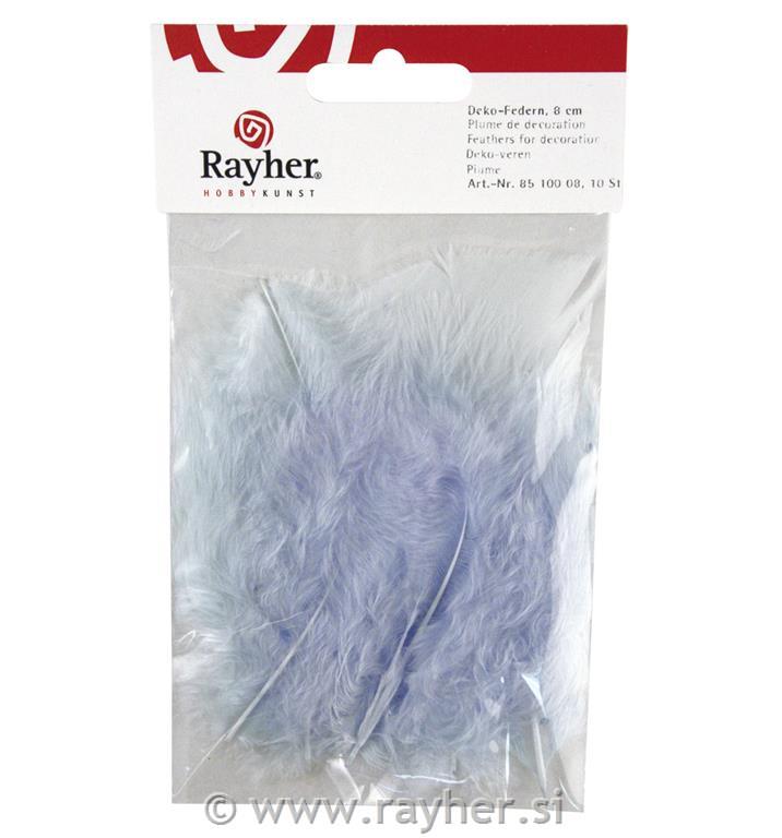 Perje dekorativno, svetlo modro, 8 cm, 10 kom.
