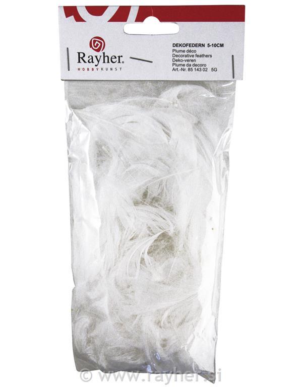 Perje dekorativno, belo, 5-10 cm, 5g
