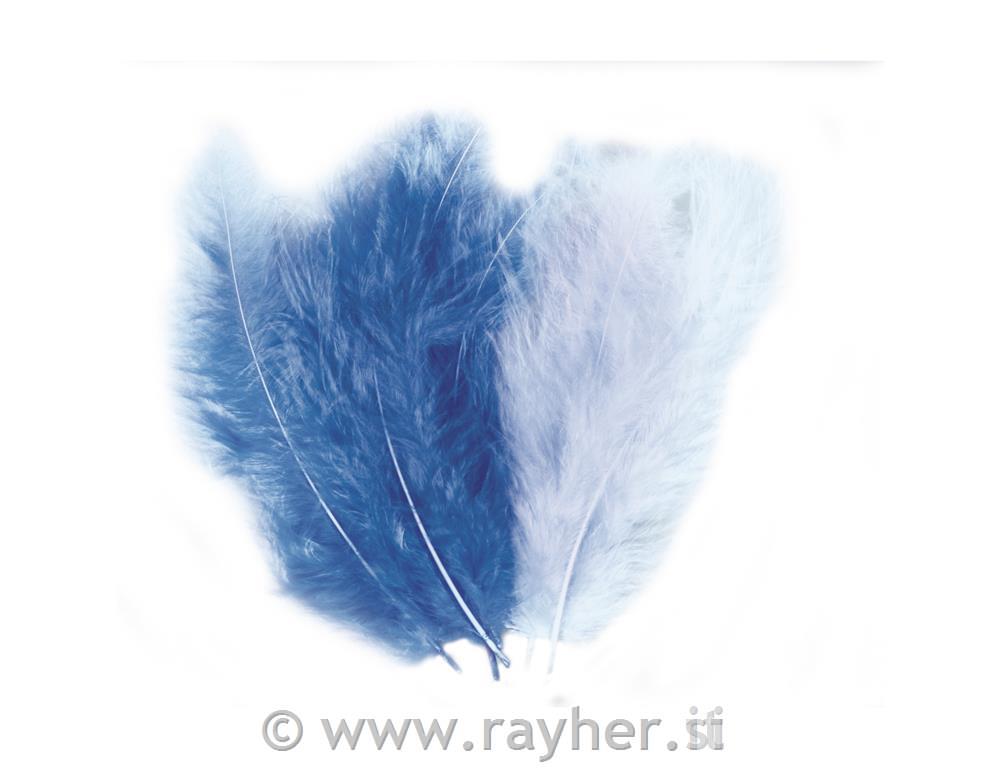 Perje puhasto mešano, modri toni, 10-15cm, 15 kom