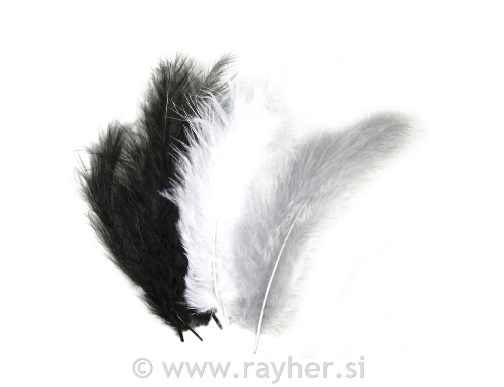 Fluffy feather mix, black/white/grey, 11