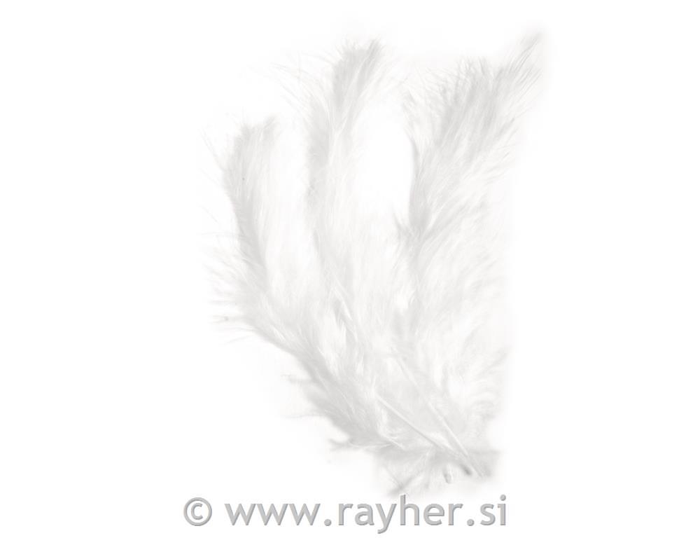 Fluffy feather, white, 10-15 cm, tab-bag