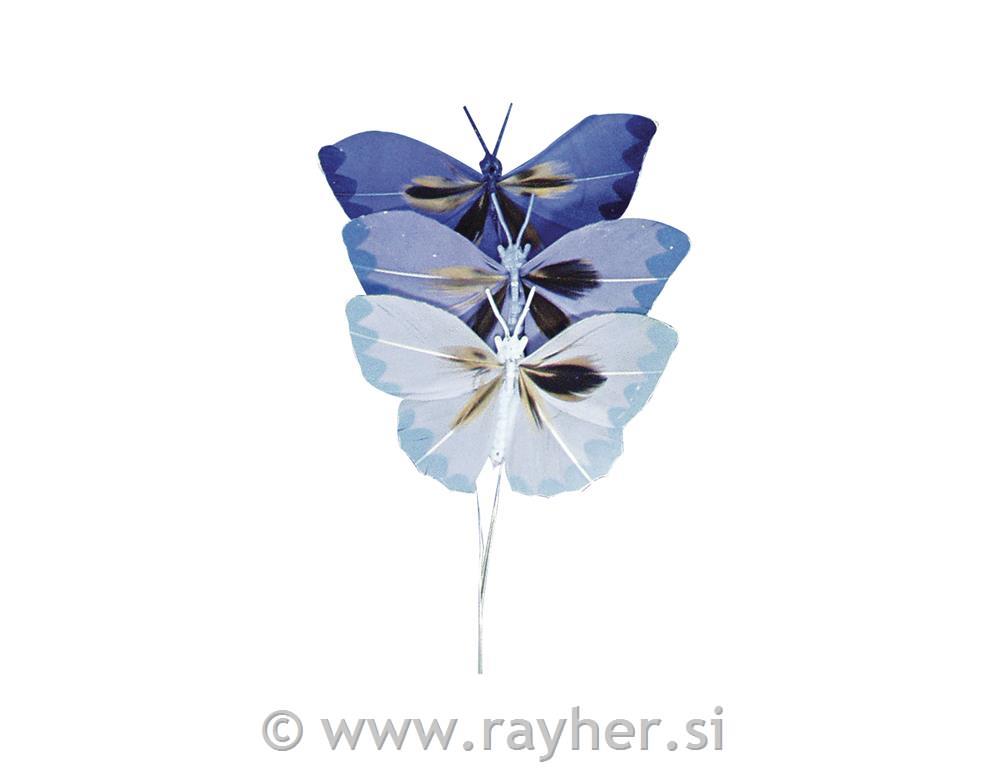 Butterfly of feathers, 2 cm, blue colour