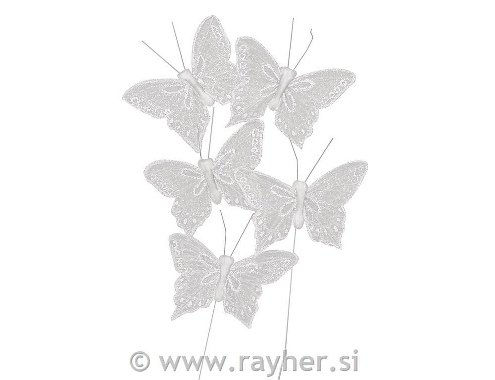 Glimmer butterfly, 5 cm, white, tab-bag.