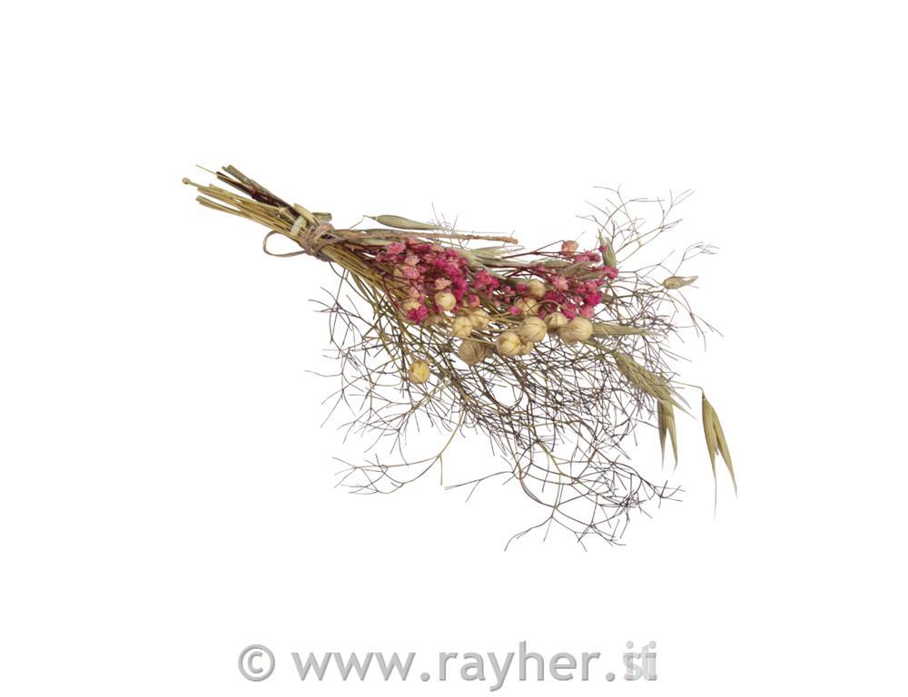 Šopek suhega cvetja, 18-20 cm, roza