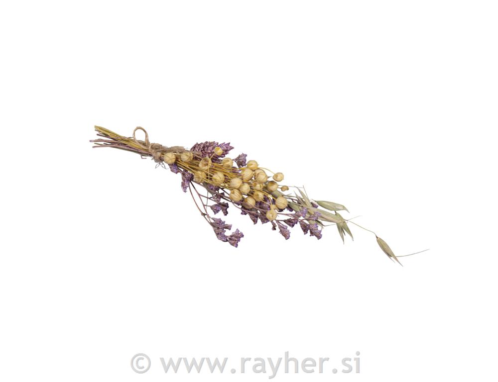 Šopek suhega cvetja, 18-20 cm, vijoličen