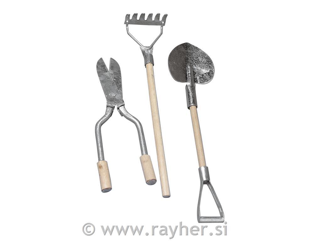 Kovinsko/leseno vrtni orodje, 9-13 cm, 3 kom.