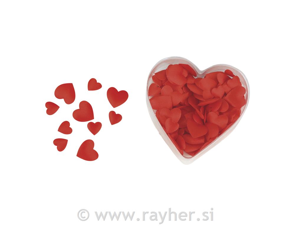 Saten srca, podložena, rdeča, 2 velikosti, 13+20 mm, 100 kom