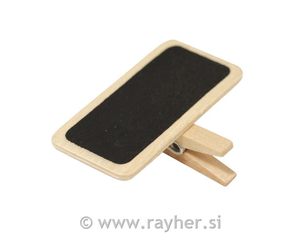 Lesene ščipalke s tablico, 4x3 cm, 6 kom.