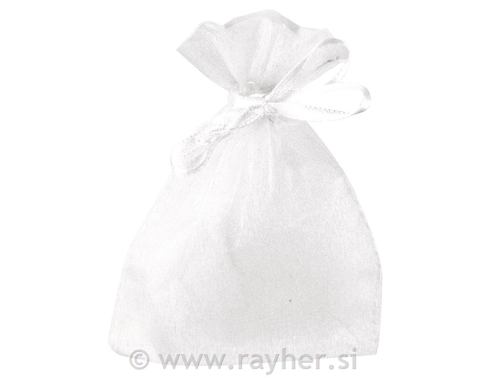 Organza vrečke, bele, 7,5x10 cm, 6 kom.