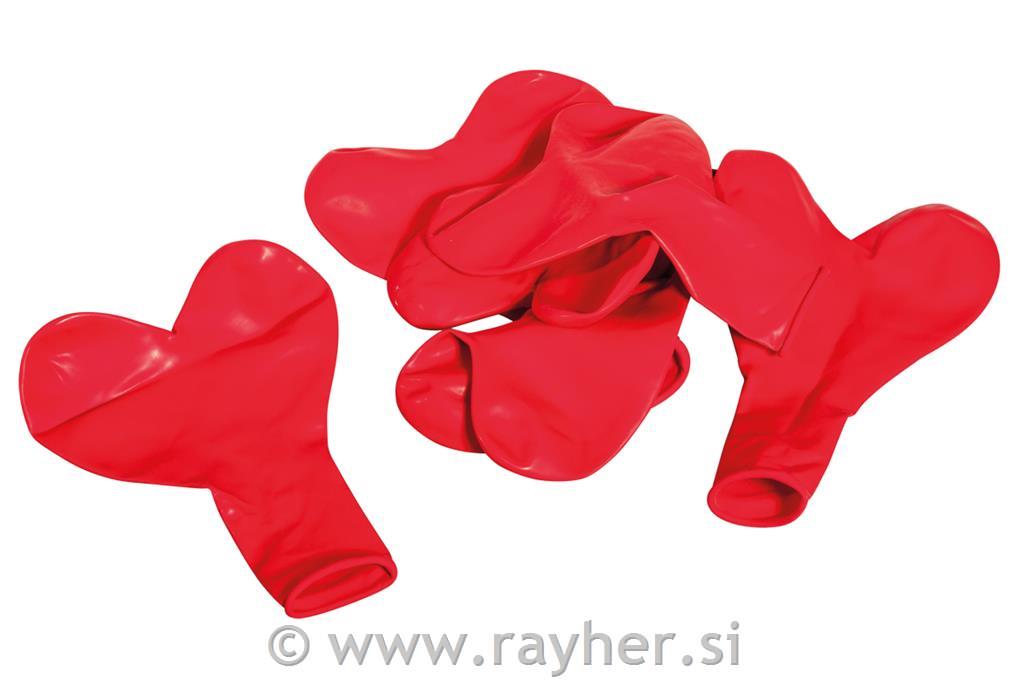 Balon latex, srce, rdeče, 8 kosov