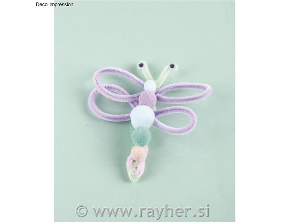 Set pomponov, kosmatih žičk in očes 125 kosov, pastel