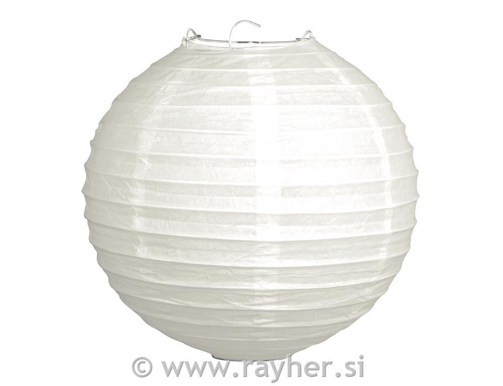 Paper lantern, 30cm , white, w. metal frame, bag 1pc