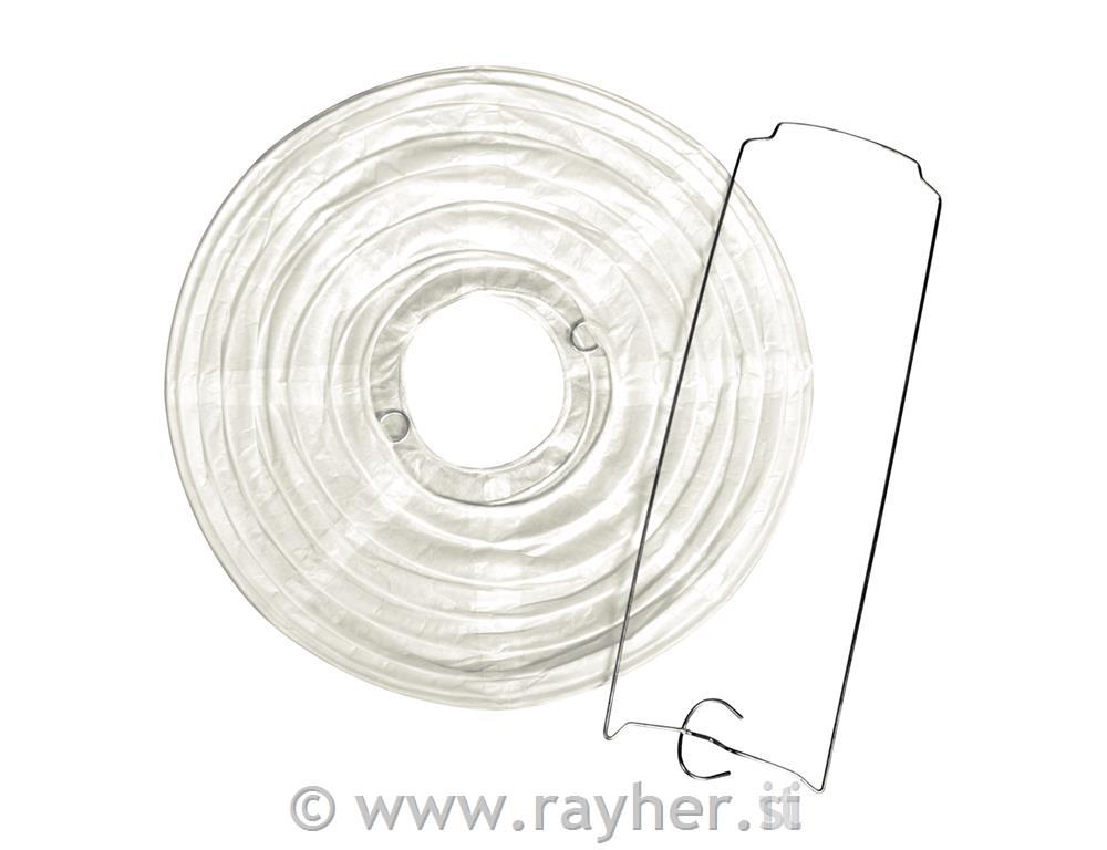 Paper lantern, 30cm , white, w. metal frame, bag 1pc