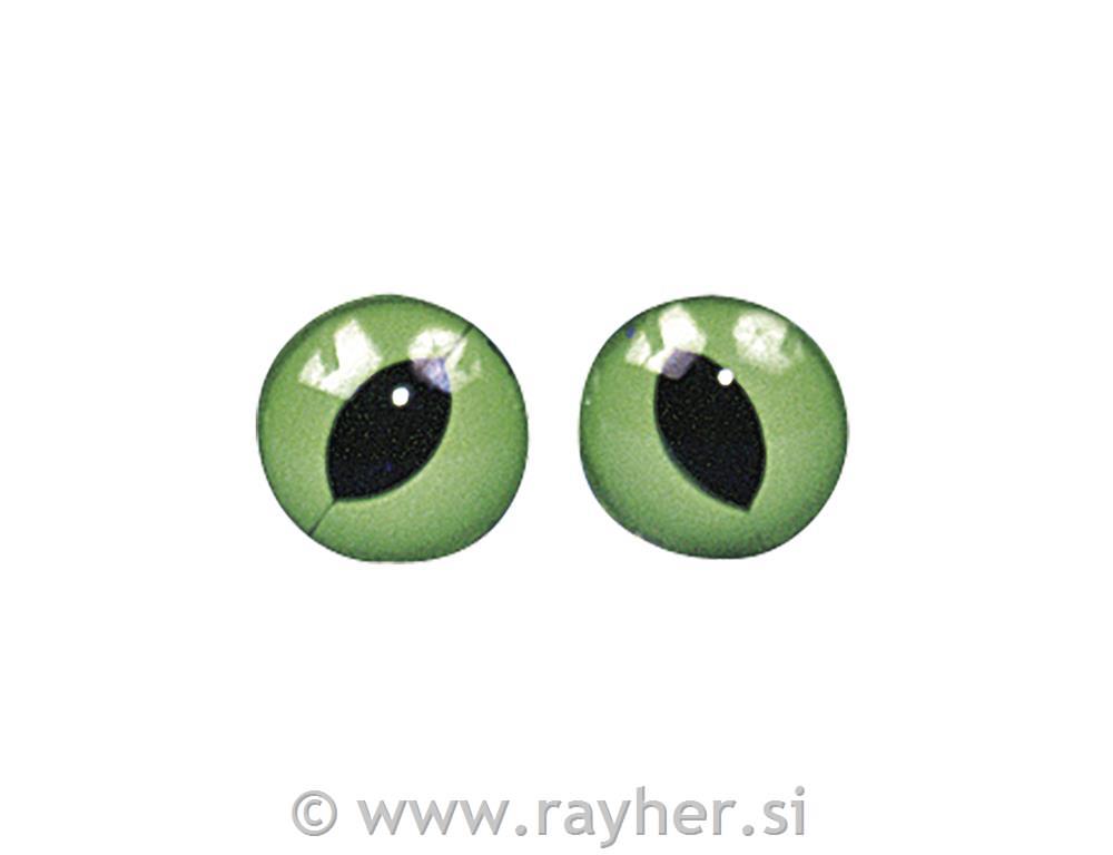 Plastic cats' eyes, green/black, 10 mm o