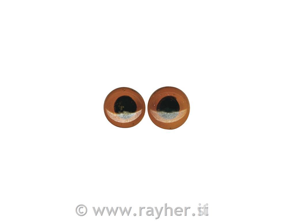 Očesa steklena, živalska, z zanko za šivanje, rjava, 6 mm, 10 kom.