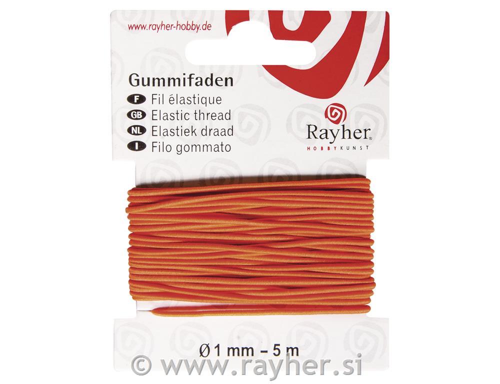 Gumijasta vrvica, 1mm, oranžna, 5 m