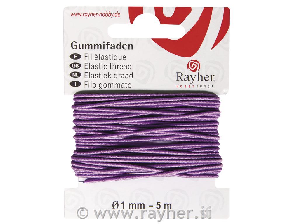 Gumijasta vrvica, 1mm, vijolična, 5 m