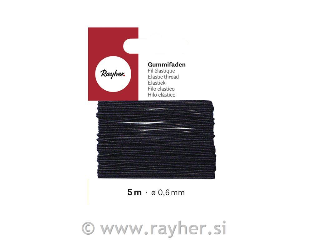 Gumijasta vrvica, 0,6 mm, črna, 5 m