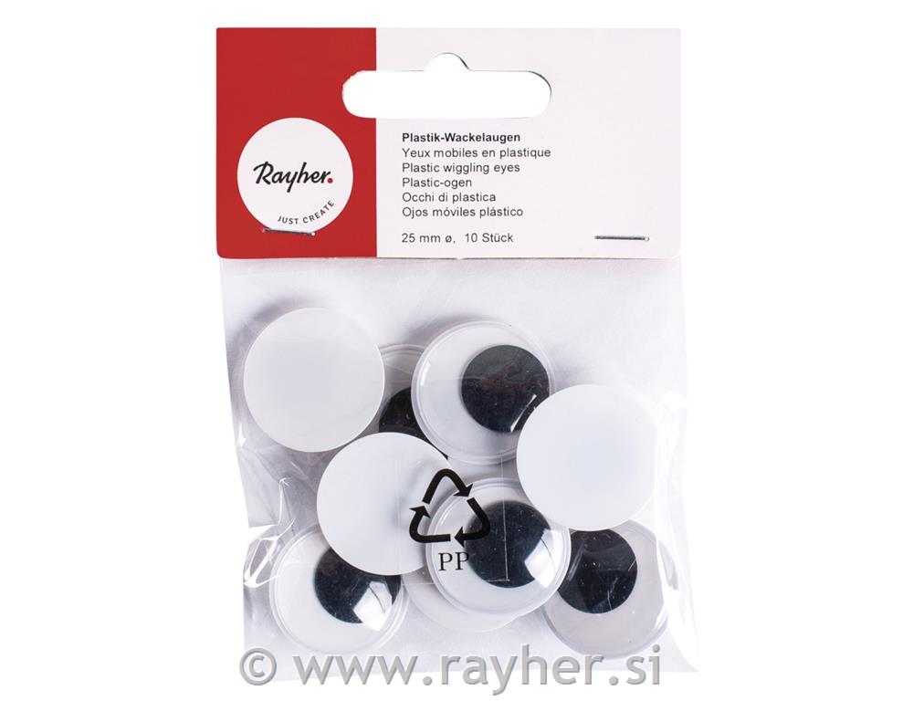 Očesa plastična, 25 mm, 10 kom.