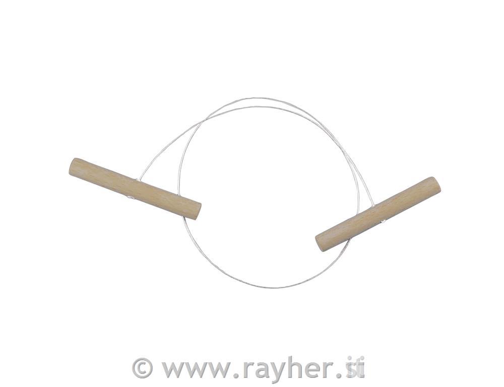 Wire loop with wooden grips, tab-bag 1 p