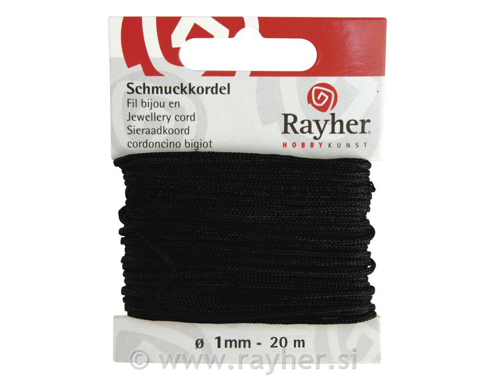 Vrvica za nakit, črna, o 1 mm, 20 m