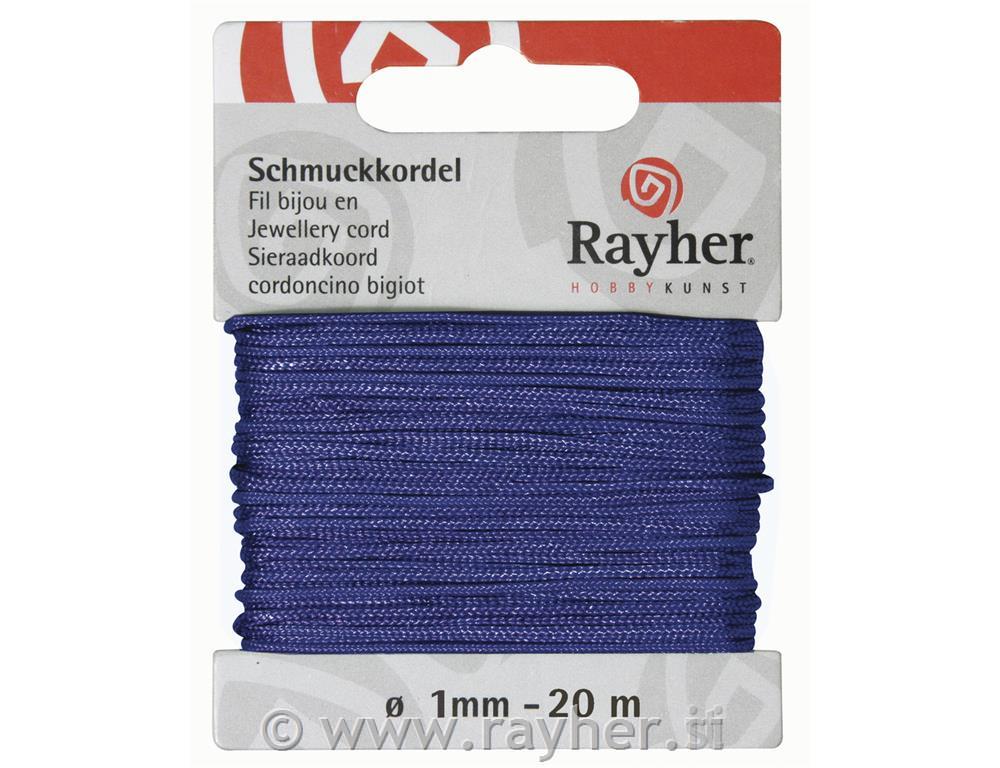 Vrvica za nakit, srednje modra, o 1 mm, 20 m