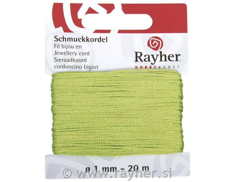 Vrvica za nakit, svetlo zelena, o 1 mm, 20 m