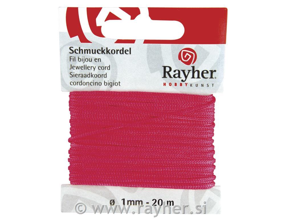 Vrvica za nakit, roza, o 1 mm, 20 m