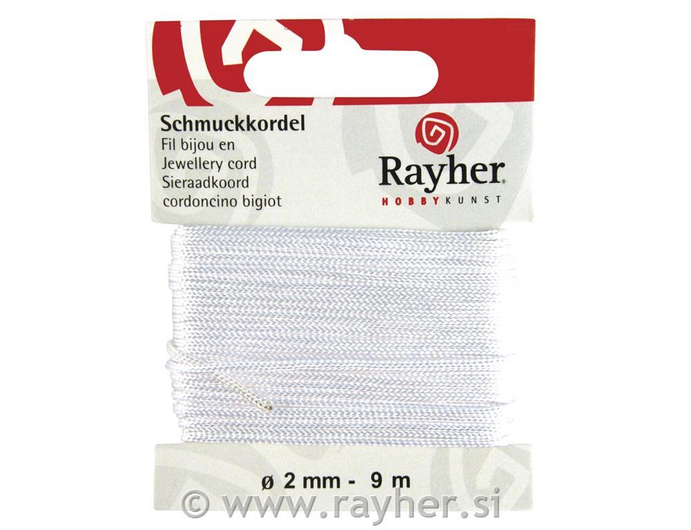 Jewellery cord, white, o 2 mm, tab-card