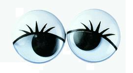 Plastic wiggling eyes with eyelash, blac