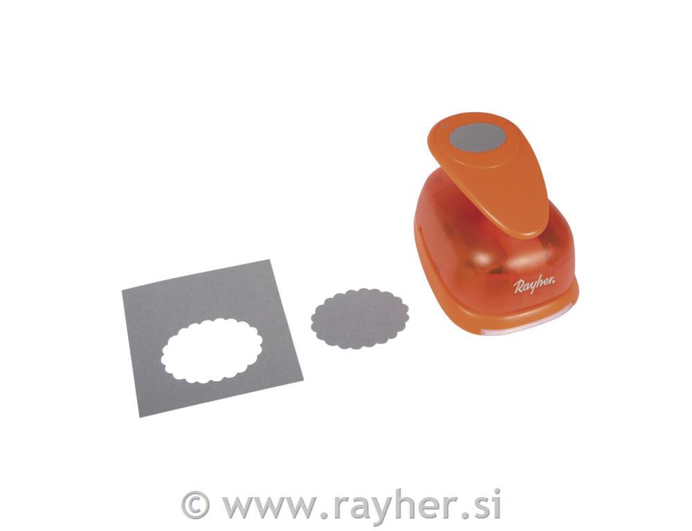 Luknjač: oval z dekorativnim robom, širina: 6,35 cm, (2 1/2"