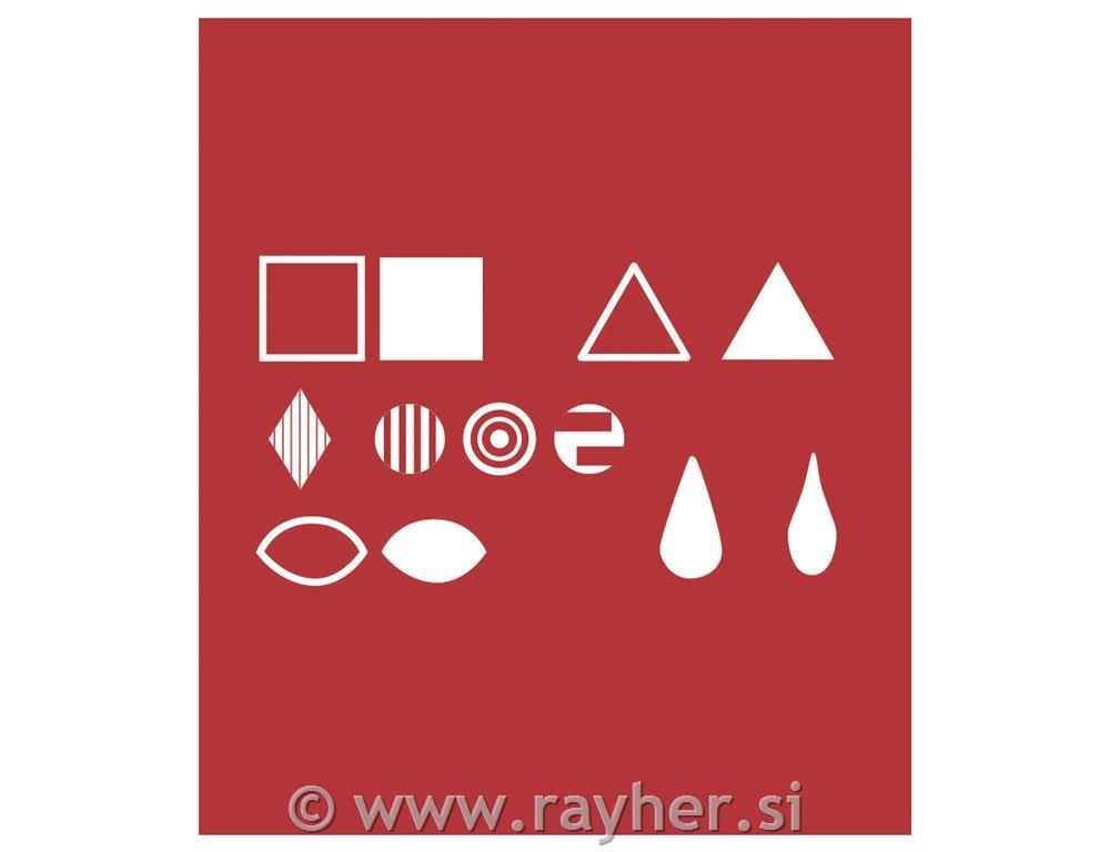 Šablone za pirograf, krog/romb/...,12 kos