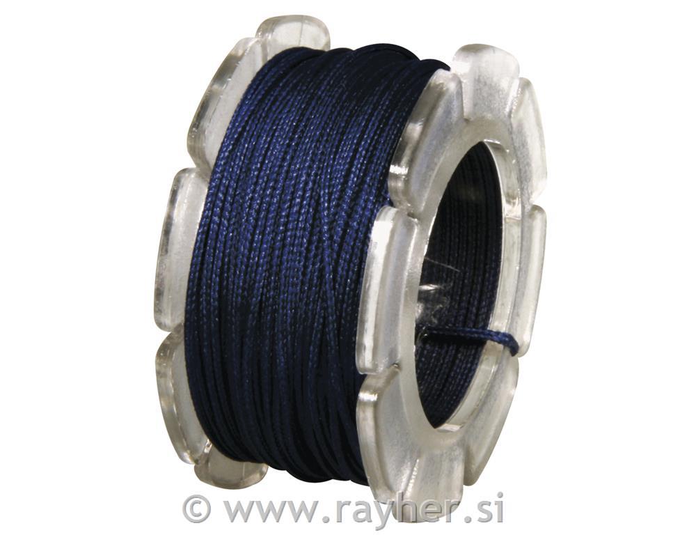 Wax cord w. nylon core, o 0.6mm, denim b