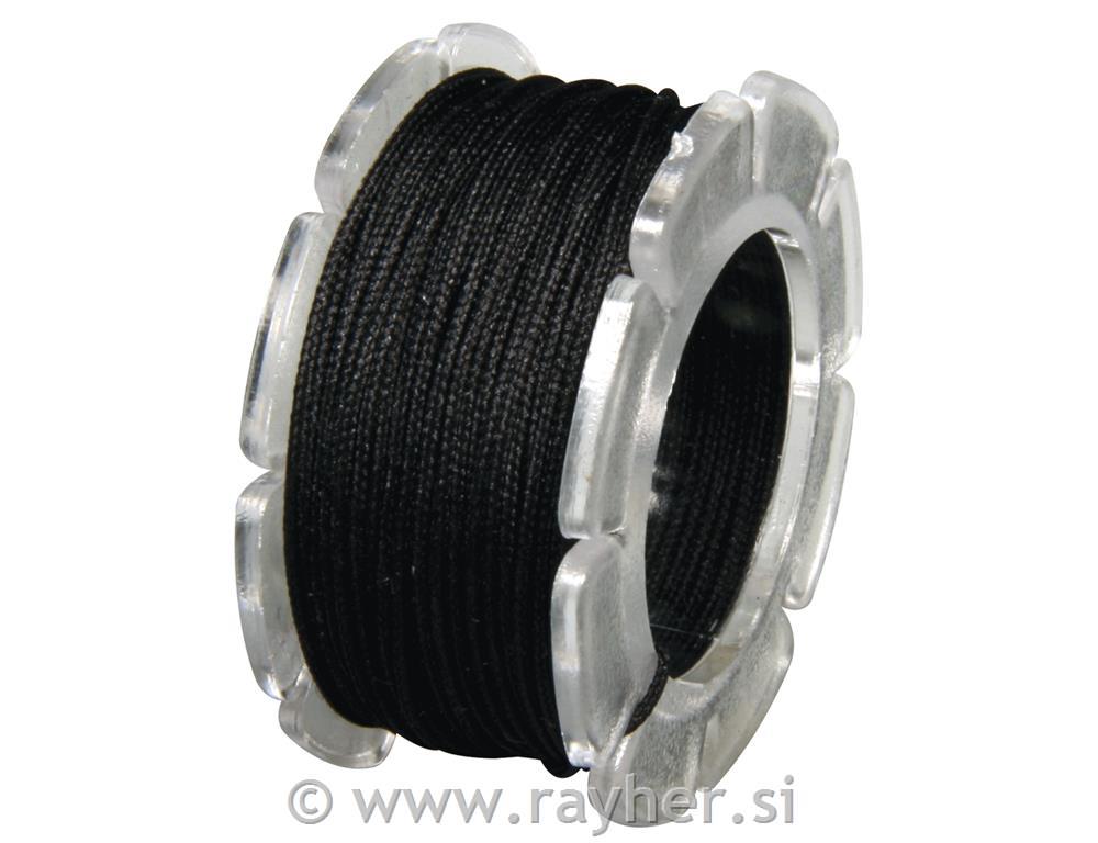 Povoščena vrvica nylon 0,6mmo, črna, 10m