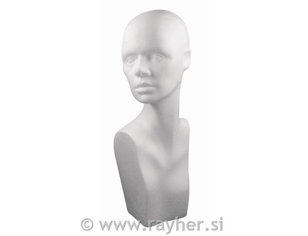 Styrofoam lady's head, 53 cm
