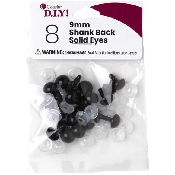 Plastična očesa varn. črna 9 mm 8 kos